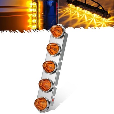 Partsam 21.5'' Passenger Air Cleaner Light Bar 5 Glass Watermelon LEDs Peterbilt 