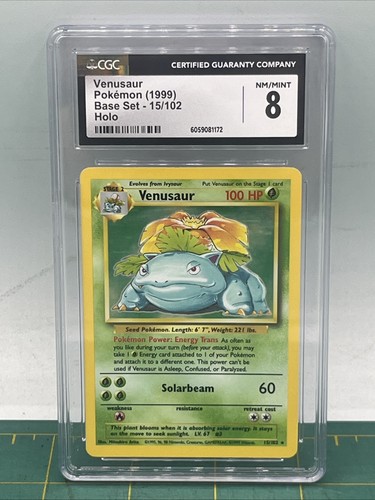 1999 POKEMON BASE SET 15/102 VENUSAUR CGC 8