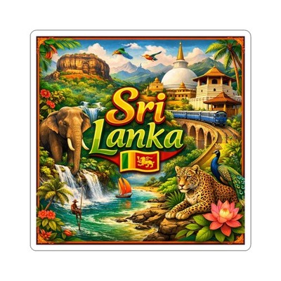 Sri Lanka Sticker | Elephant, Leopard, Temples, Train
