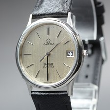 OMEGA De Ville Vintage 1979 Men's Watch Quartz Cal.1332 Silver Date Near MINT