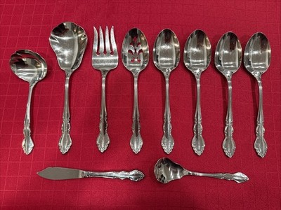 DOVER Stainless Heirloom 18/10 Glossy By Oneida Silver 10 Piece Serving Set