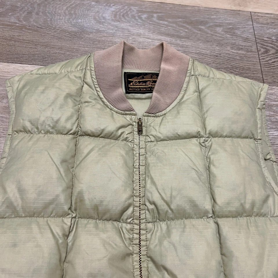 Vintage 70s 80s Eddie Bauer Quilted Goose Down Vest Two Tone Talon Zipper RARE - Image 4 of 4