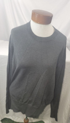 Holly & Whyte By Lindex Womens XL Gray Crew Neck Button Cuff Classic Sweater
