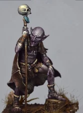 1/24 Scale Fantasy Goblin Shaman Miniature Resin Figure with Skull Staff Unass