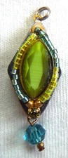 LIZTECH PENDANT *Pastel Green Blue Yellow Turquoise*Signed 2007* FREE SHIPPING*