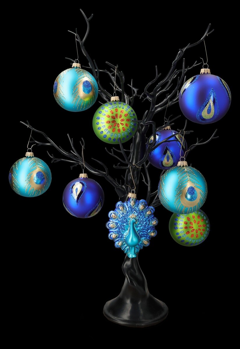 Christmas Ornaments 9 Piece Set Peacock Elegant Christmas Tree Decoration
