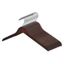Adult Dark Walnut Sleek Wooden Top Hangers (100, 50, or 25 pack)