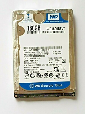 160GB SATA Western Digital WD1600BEVT-00A23T0 5400RPM 8MB 2.5'' Hard Drive