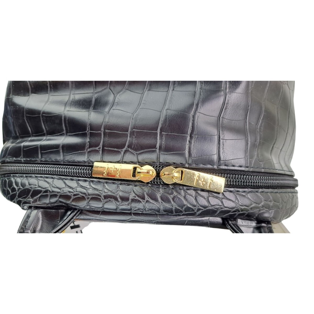 Fit & Fresh Lyon Luxe Lunch Bag w/ Travel Utensils faux croc leather black Fit & Fresh Lunch Bag Travel Utensils Lyon Luxe Black  main image 3