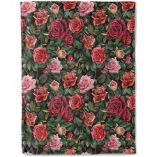 ROSE THEME BLANKET PLUSH FLANNEL THROW BLANKET ULTRA SOFT  WARM COMFY  LIGHTWE