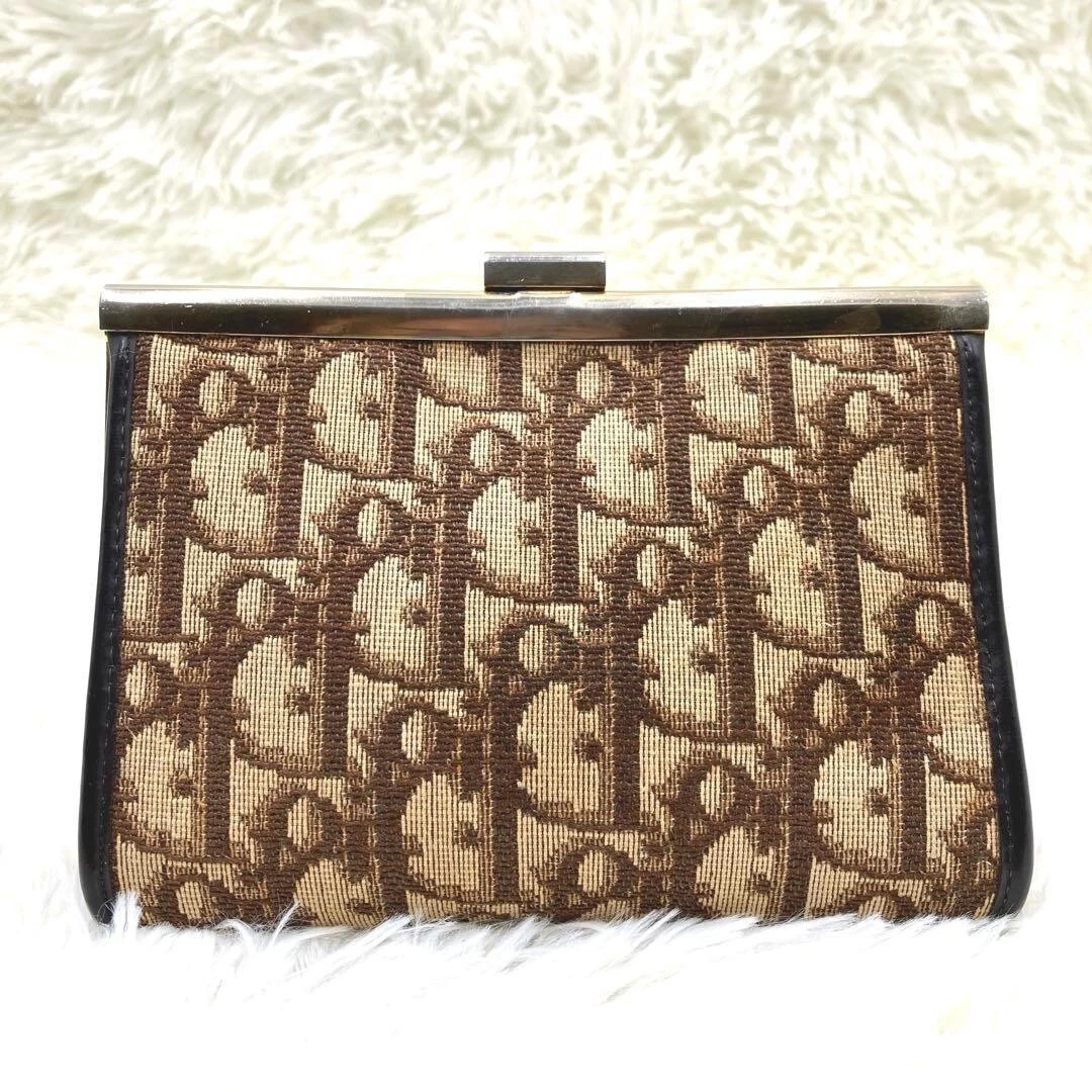 Christian Dior Trotter Pochette Porte Monnaie Toile Couleur Marron Or Mode Articles