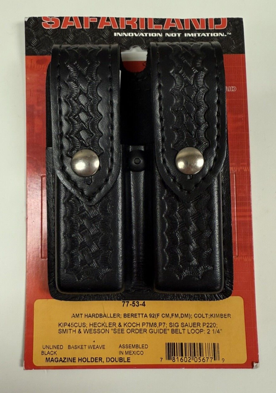 Safariland Double Magazine Holster 77-53-4 Beretta 92, Colt, Kimber Black-image