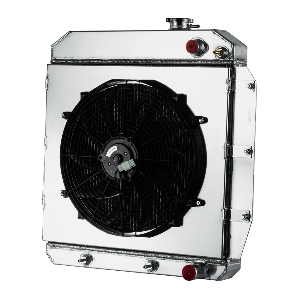 Ventilador de cubierta de radiador de 4 filas apto para camioneta Chevy 1955-1959 LS cambio de motor Foto 2 de 4