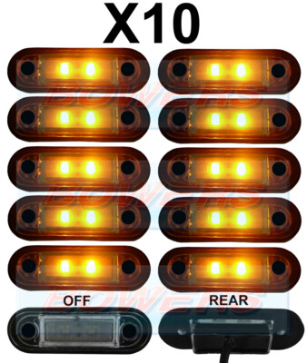 10 x 12V/24V BÜNDIG PASSEND GELBE LED SEITENMARKIERUNGSLEUCHTEN/LEUCHTEN LKW VAN KELSA BAR