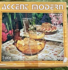 Vintage Anchor Hocking Glass Chip & Dip Bowl Set NIB