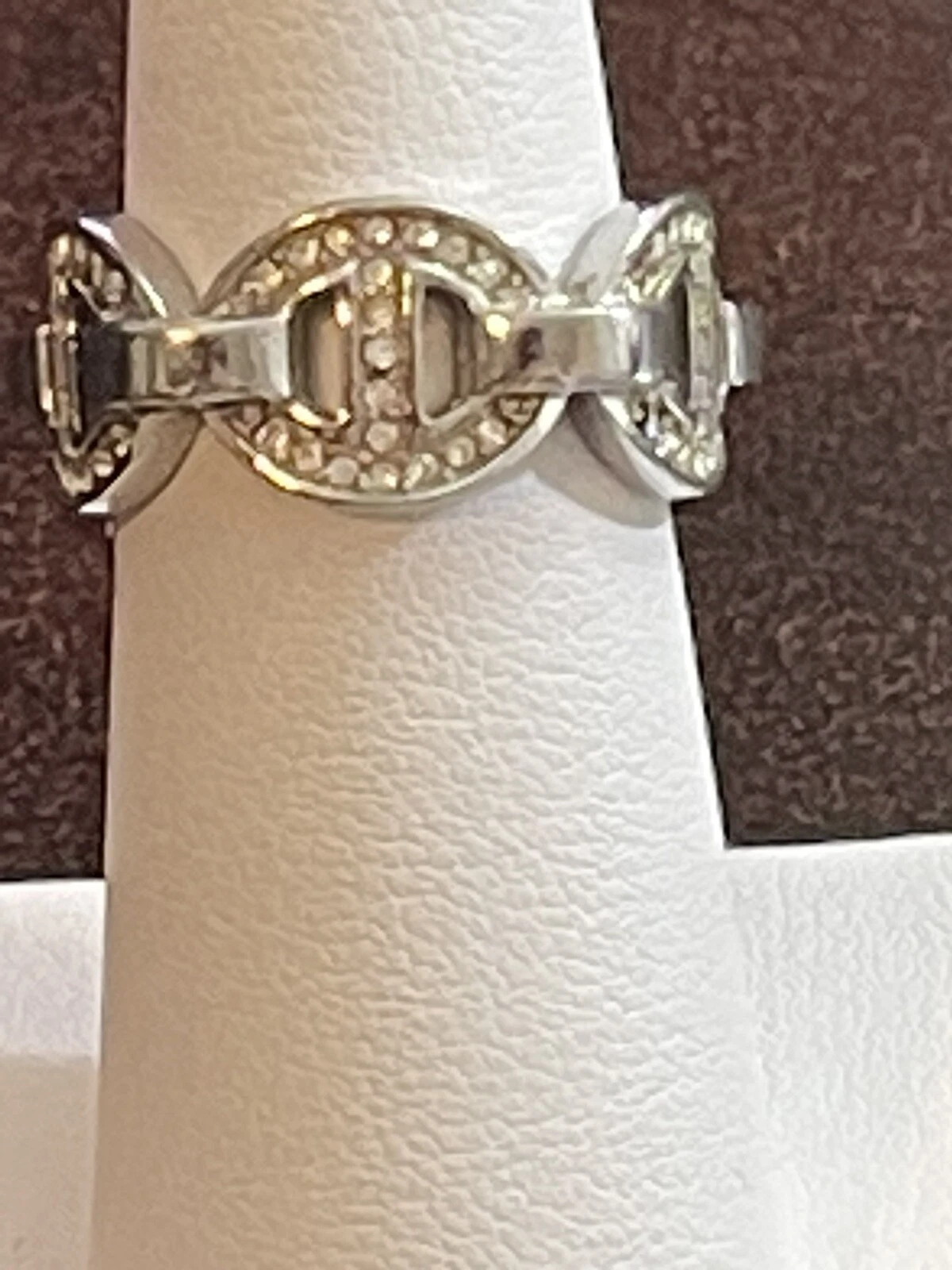 Design catena argento Michael Kors con anello in cristallo pavimentazione taglia 6