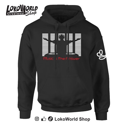 Dj, Music is the Answer, Deejay, outfit, Black Hoodie