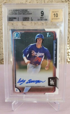 2015 BOWMAN CHROME PROSPECT CODY BELLINGER RC ROOKIE AUTO BGS 9/10