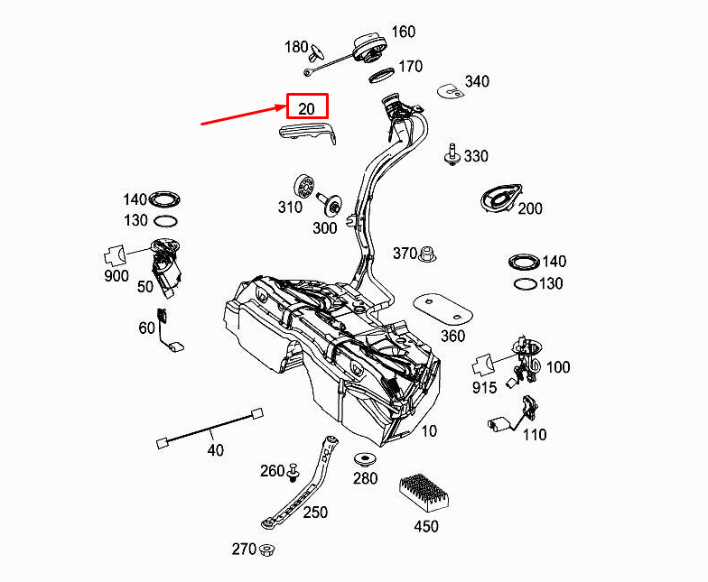 MERCEDES-BENZ E W212 Entlüftungsleitungshalterung A2124750040