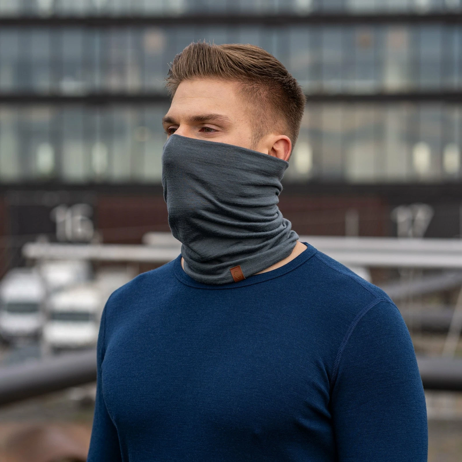 Merino Wool Men's Gaiter Neck Warmer * Outdoor Winter Face Cover Perfect Grey