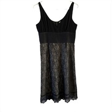 Anthropologie Dress Size 4 Small Black Silk Lace Sexy Knee Length Sleeveless