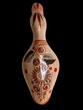 Vintage Mexican Folk Art Tonala Duck Figurine, Hand Painted Pottery