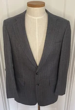 Austin Reed Regent Street Gray Herringbone Pinstripe Blazer Jacket 42 See Msmts.