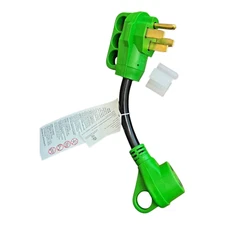 50A to 30A RV Adapter Cord 12" NEMA 14-50P to TT-30R ETL Listed Green