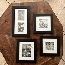 Frame Set Real Wood Black NEW Easy to Hang Self Adjusting Wall Art 4 Frames