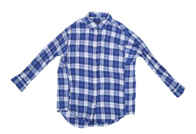 Lauren James Womens Plaid Long Sleeve Cotton Boyfriend Flannel Button Up Shirt L