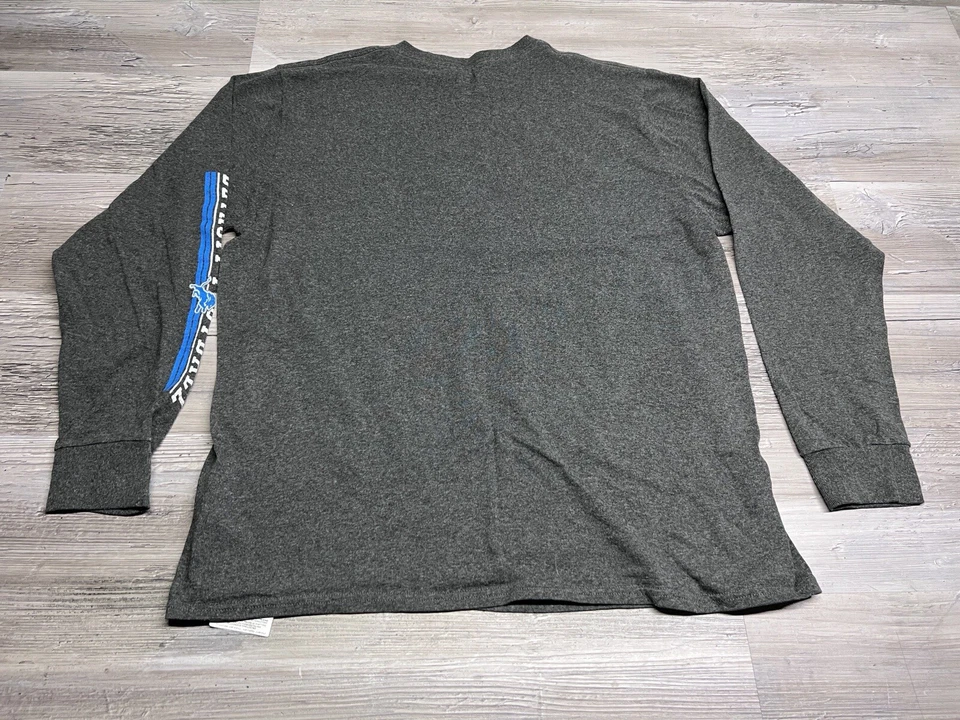 Detroit Lions NFL Dark Gray Football T-Shirt Long Sleeve Majestic Adult Size L - Image 2 of 4