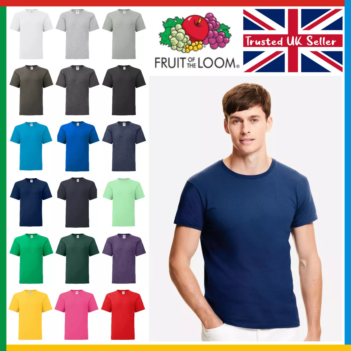 Mens Plain T-Shirt / Fruit of the Loom Iconic Soft Tee - BEST PRICE ON