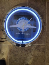 14" United Pacific UP Wall Clock Vintage Bar Garage Blue White Battery Operation