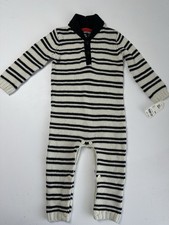 NWT OshKosh B'gosh Ivory Dk Gray Striped Sweater One Piece Sz: 18M b45