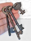 2 x Antique Hobbs & Co Keys, 1 x Vintage Key, and 1 x Antique Small Key.