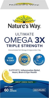 Nature's Way Ultimate Omega 3X Triple Strength Capsules 60 EPA DHA Wild Caught