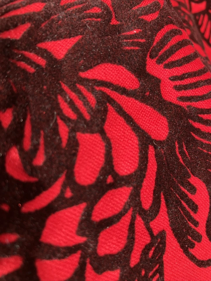 Lands End Red Dress Plus 2x Black Flocked Velvet Fit Flare Holiday Party Stretch - Image 4 of 4