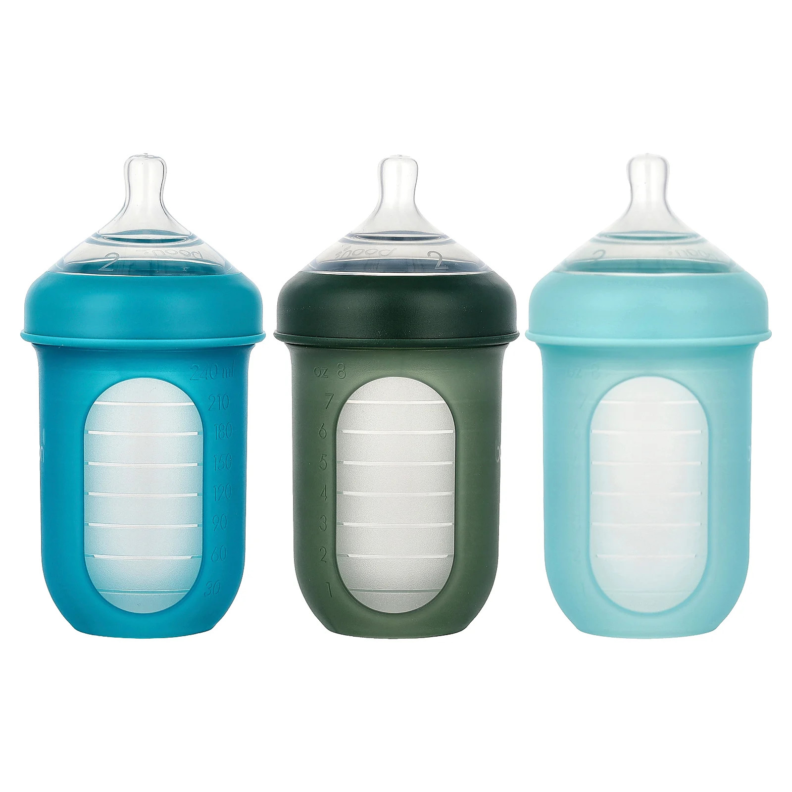 Nursh&reg;, Silicone Pouch Bottle, 3m+, Medium, 3 Bottles, 8 oz (236 ml) Each