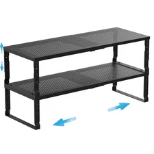 Wobmmi Expandable Spice Rack 2 Pack Adjustable Kitchen Cabinet Shelf Organizer