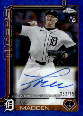 2025 Topps Chrome-Rookie Auto Ty Madden #RA-TM Blue Refractor /150 (AU, RC)
