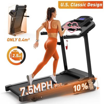 Folding Treadmill for Home with Incline, 2.5 HP, 265lb,7.5 MPH,Running Machine