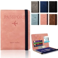 Leatherboss Passport Holder RFID, Card Slots, Travel Wallet with Band Strap