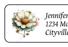 30 White Flower Daisy personalized return address labels stickers tags