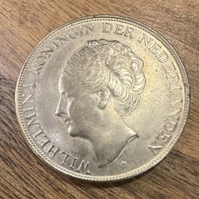 Curacao 2 1/2 Gulden Silver Coin 1944 Wilhelmina Koningin Der Nederlanden