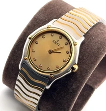 28mm EBEL Classic Wave Two-Tone 18k Gold Bezel Diamond Markers Ladies Wristwatch