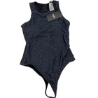 FENDI Skims Women's Monogram Bodysuit  Sleeveless Black Cotton Swimwear S YE2