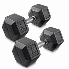 45 lb Pair Rubber Coated Hex Dumbbell Set, 90 Pounds Total