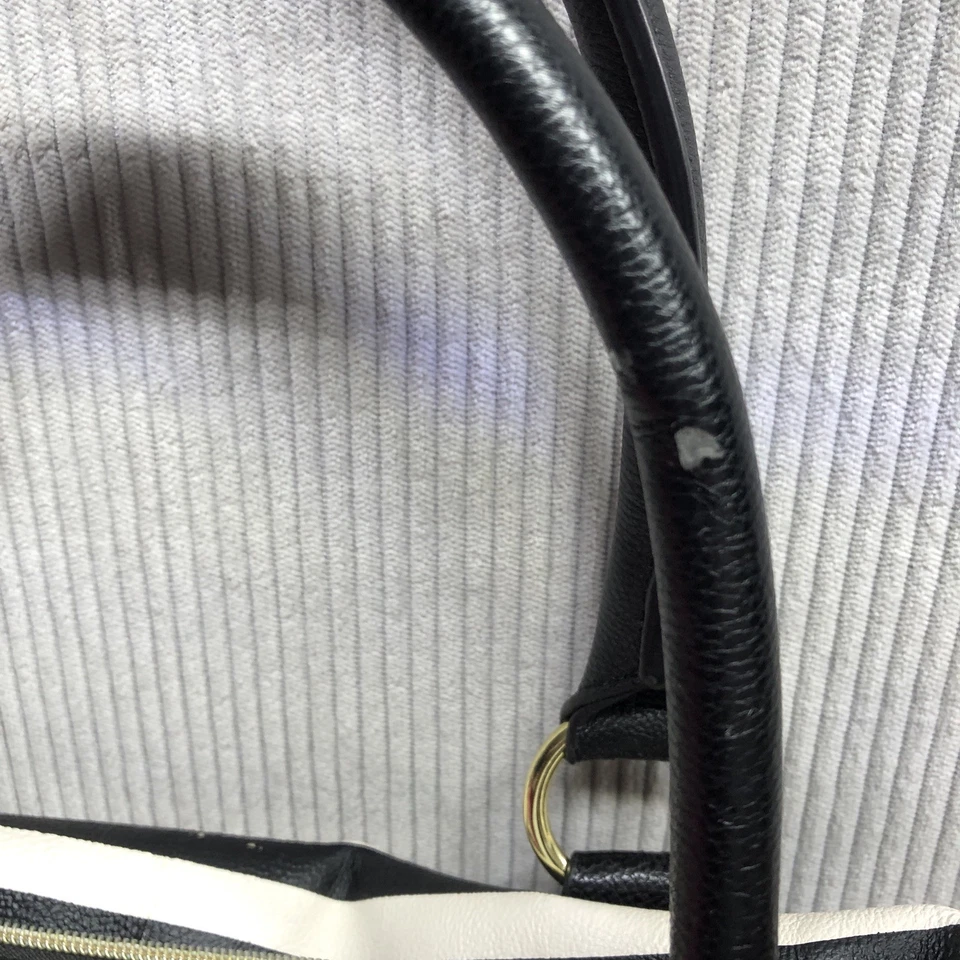 Bolso de Lona Betsey Johnson Cartera Negro Blanco Rayas Gigante Rosa Tachonado Lazo Foto 3 de 4