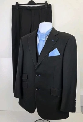 Pal Zileri 3 Piece Suit – 40” Short – W34 L28 – Black & Sky Blue – Made in Italy - Image 1 of 4