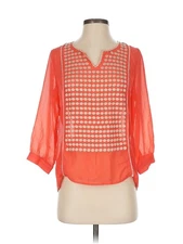 Collective Concepts Women Orange 3/4 Sleeve Blouse S